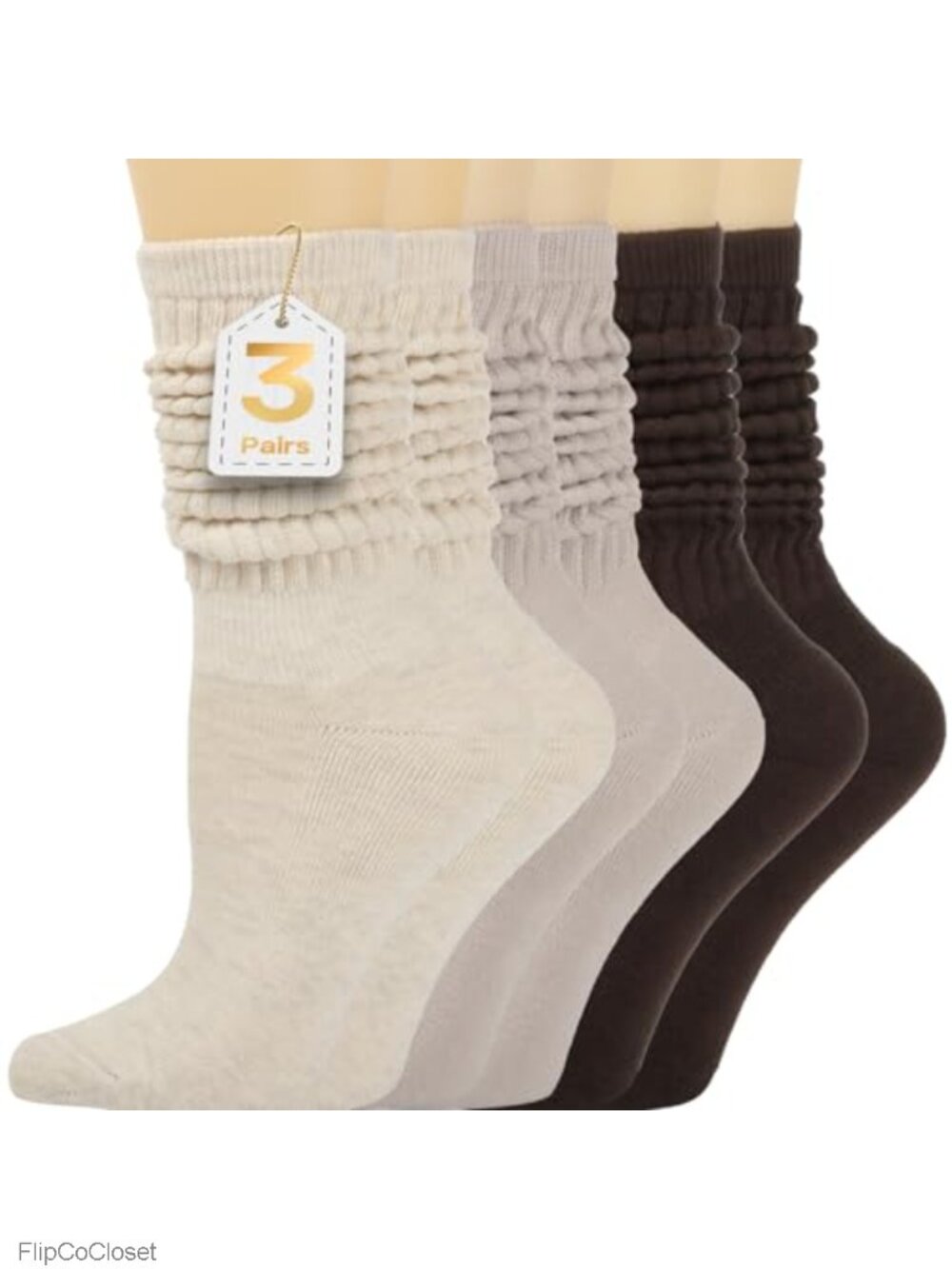 Slouchy Knee High Boot Socks Women Long Tube Socks 3 Pairs